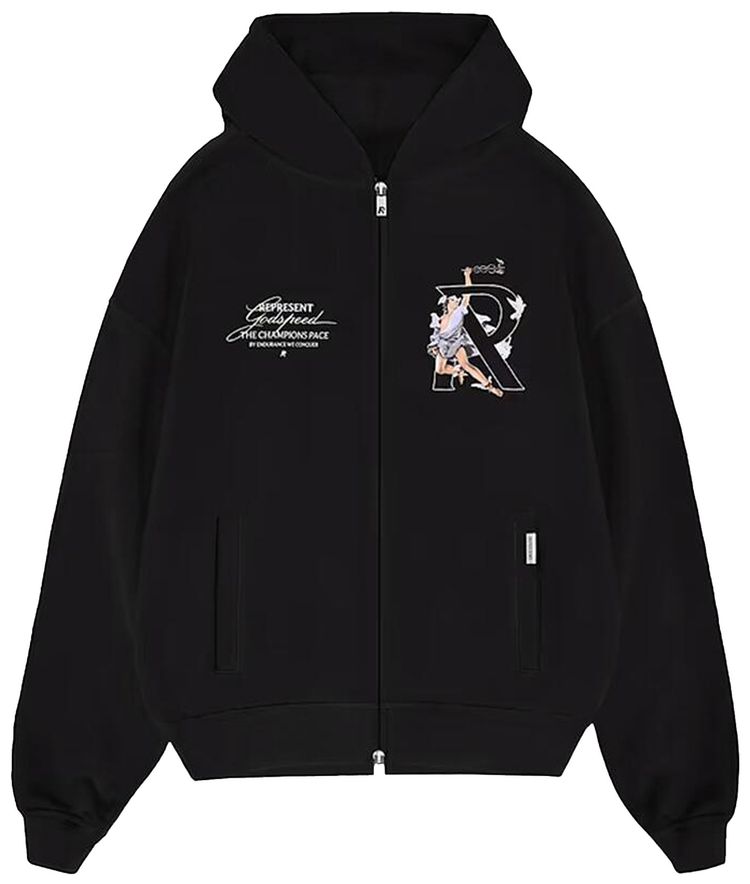 Represent Clo Hermes Zip Hoodie Jet Black
