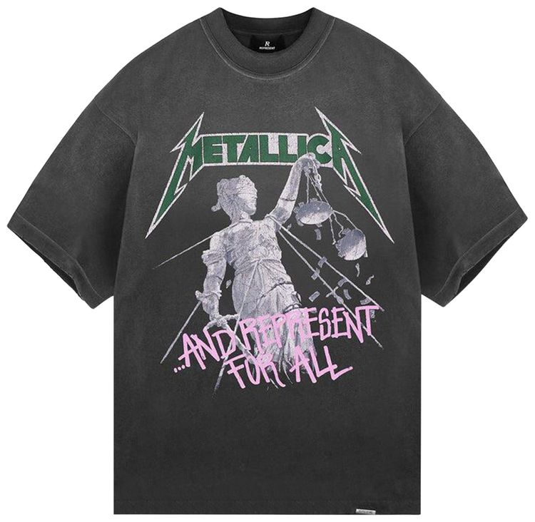 Represent Clo Metallica Justice T Shirt Stained Black