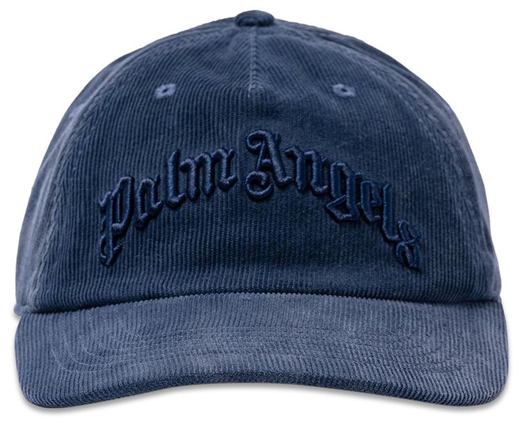 Palm Angels Curved Logo Corduroy Cap Vintage Black