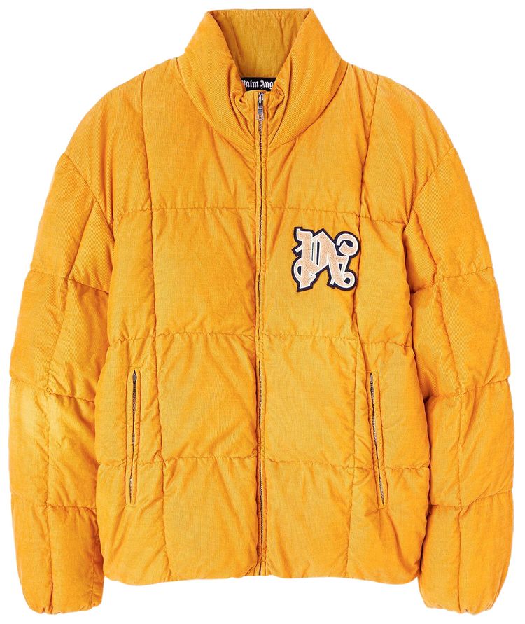 Palm Angels Monogram Corduroy Down Jacket Light Orange