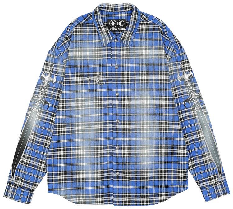 Thug Club Arab Sword Flannel Shirt Blue