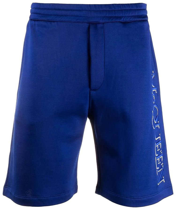 Alexander McQueen Logo Embroidered Track Shorts Blue