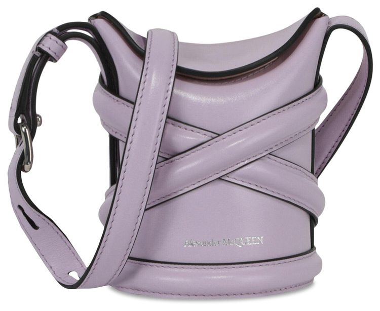 Alexander McQueen Mini Curve Leather Bucket Bag Lilac