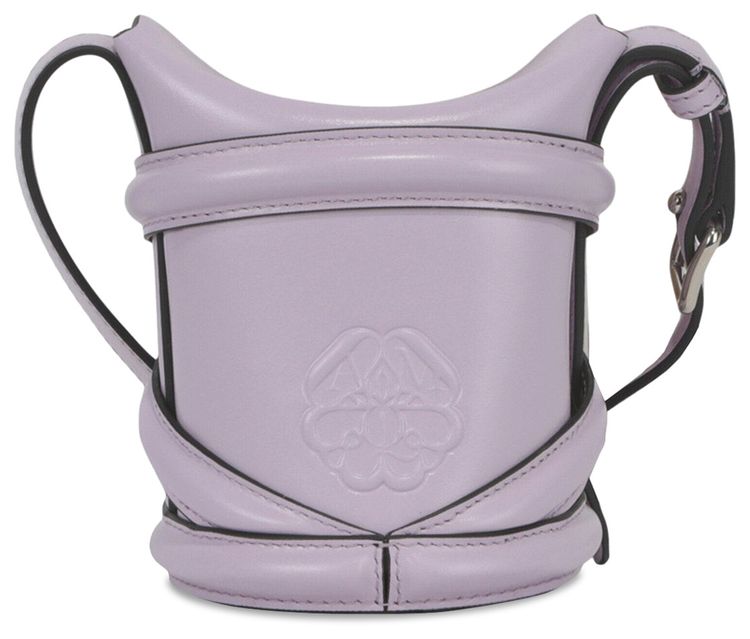 Alexander McQueen Mini Curve Leather Bucket Bag Lilac