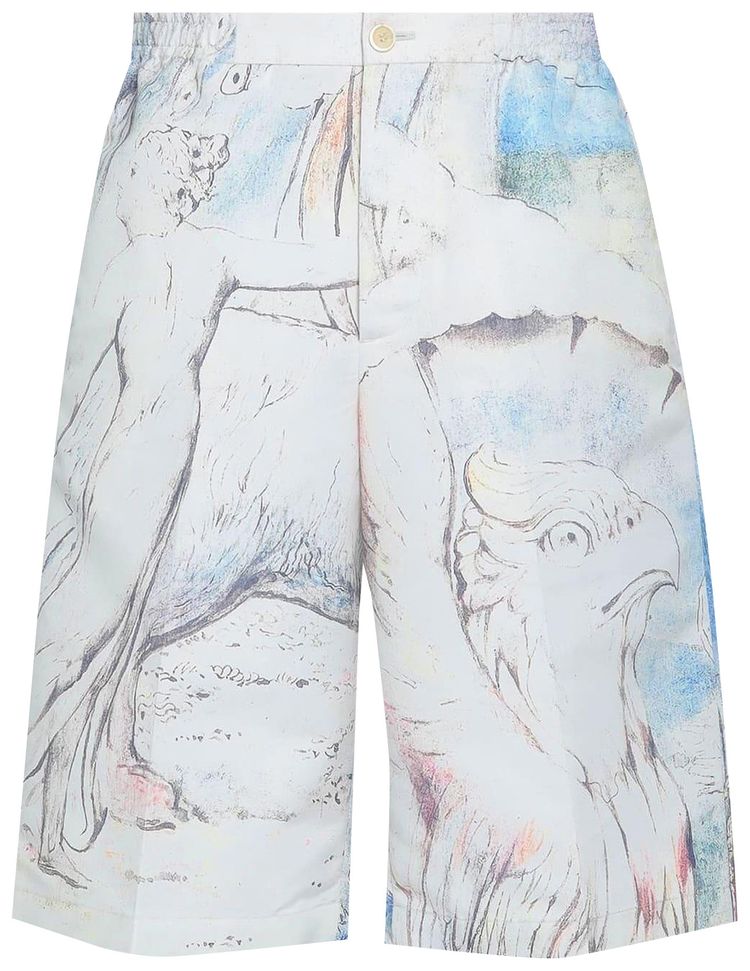 Alexander McQueen William Blake Dante Shorts IvoryMulticolor