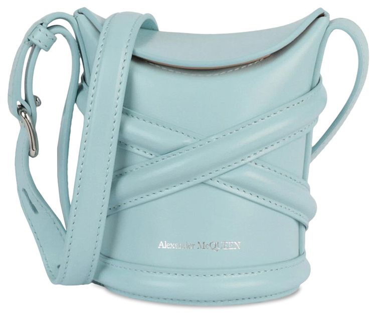 Alexander McQueen The Curve Mini Shoulder Bag Pale Blue