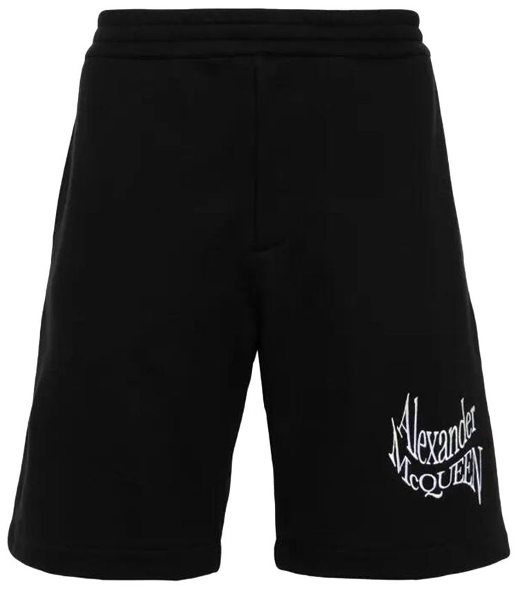 Alexander McQueen Logo Embroidered Track Shorts BlackMix