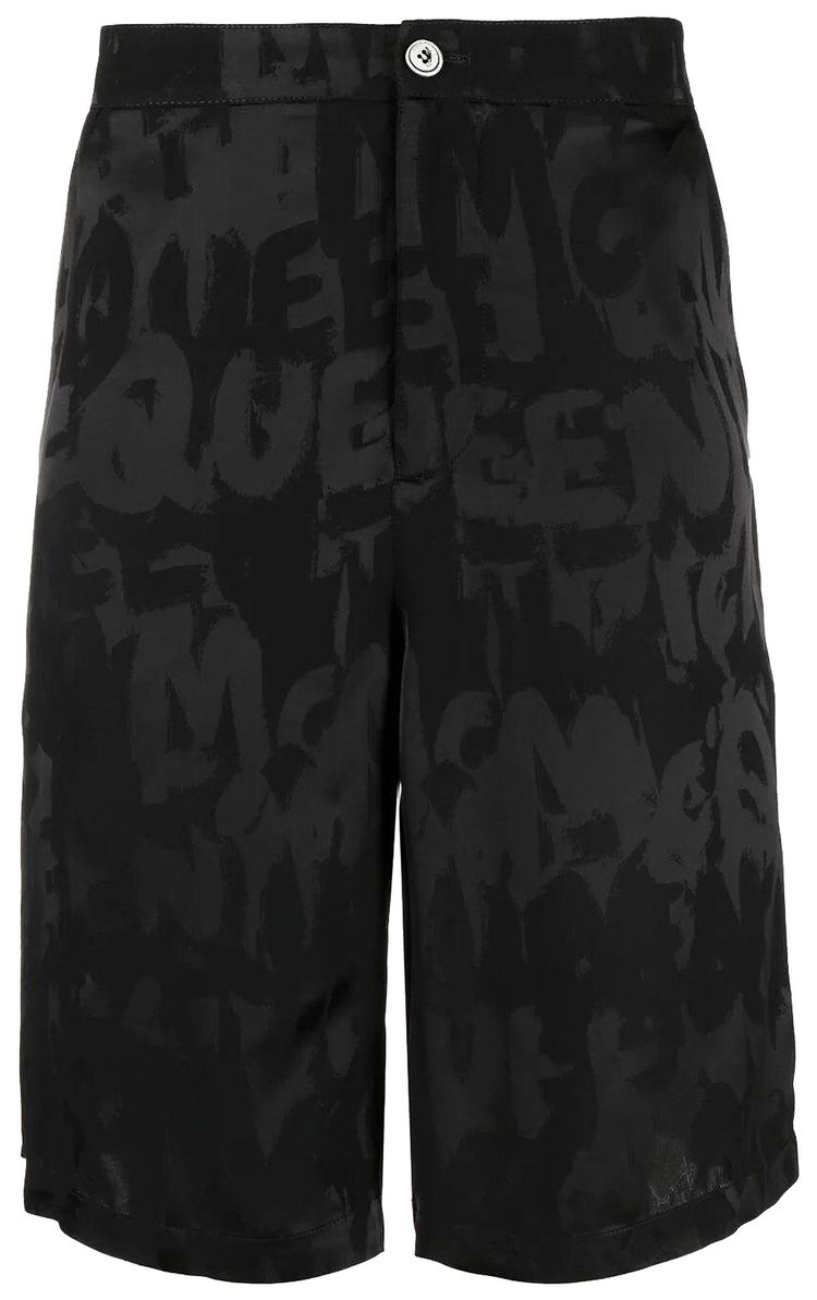 Alexander McQueen Graffiti Logo Shorts InkBlack