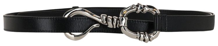 Alexander McQueen Hook Embellished Leather Belt Black