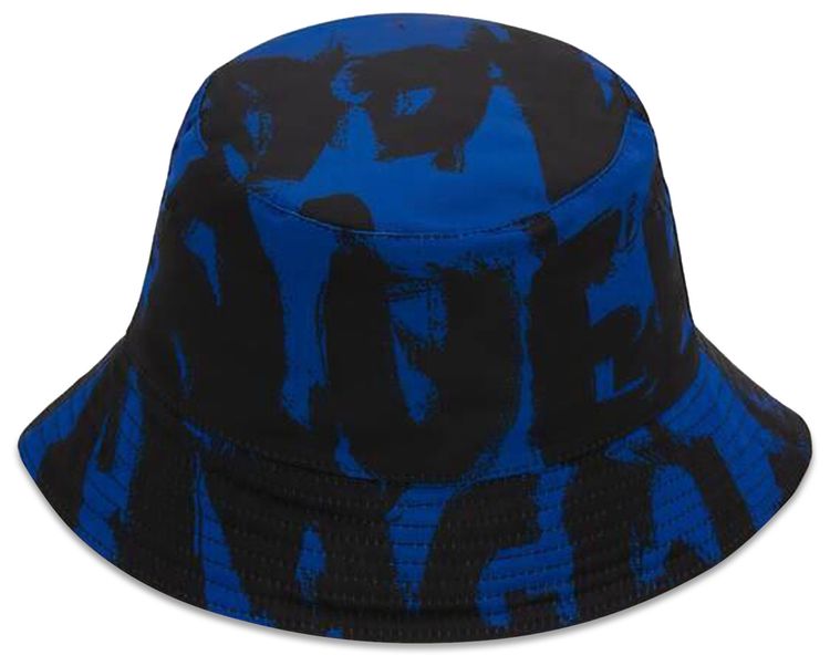 Alexander McQueen Graffiti Logo Print Bucket Hat RoyalBlack