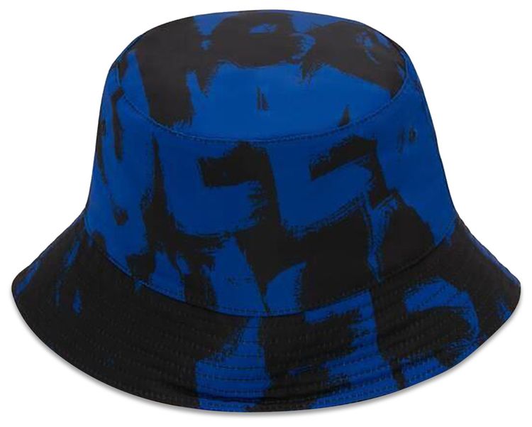 Alexander McQueen Graffiti Logo Print Bucket Hat RoyalBlack