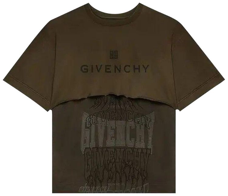 Givenchy Layered Graphic T Shirt Military Green