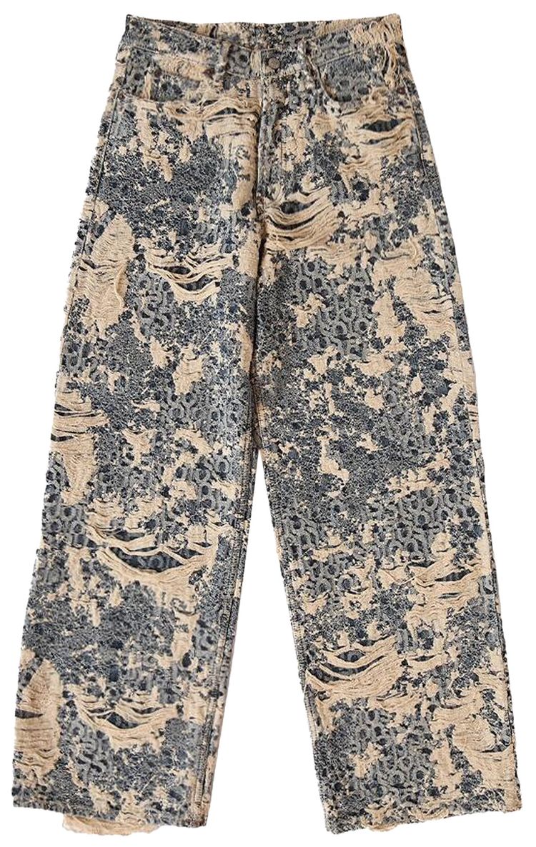 Acne Studios 1981 Fit Denim Distressed Monogram Jeans Mid Blue