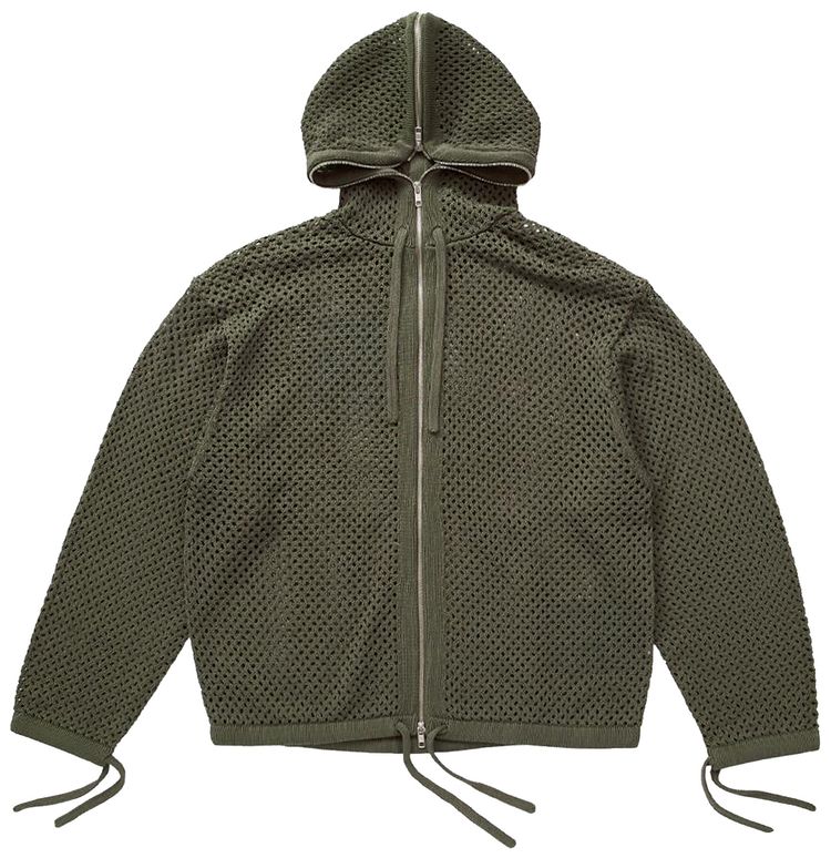 Kenzo Mesh Full Zip Hoodie Khaki