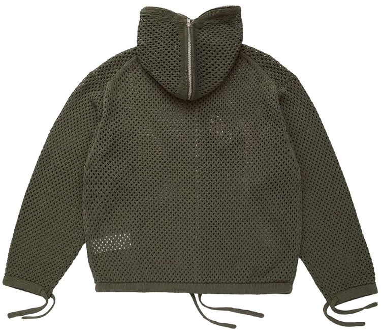 Kenzo Mesh Full Zip Hoodie Khaki