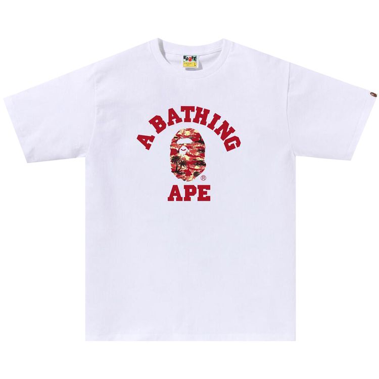 BAPE Palm Tree Camo College Tee WhiteRed