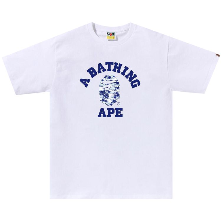 BAPE Palm Tree Camo College Tee WhiteBlue