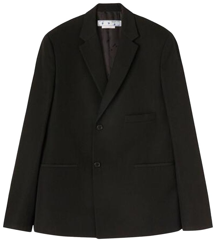 Off White Patterned Skate Fit Single Breasted Blazer Black