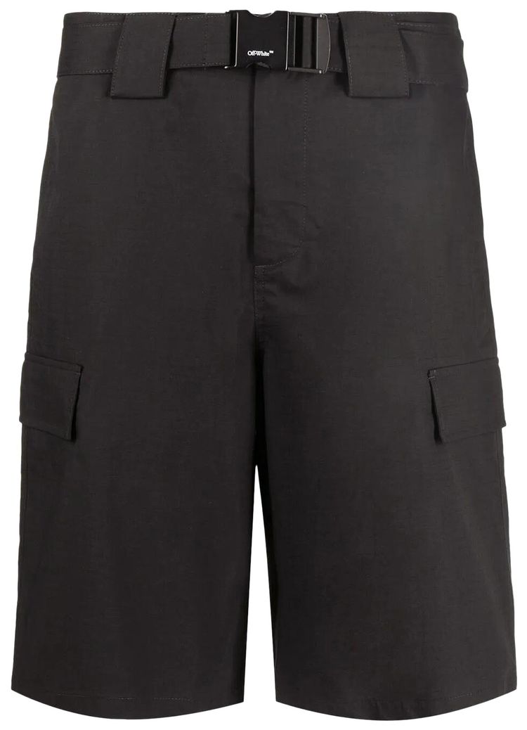 Off White Buckle Cargo Shorts Black