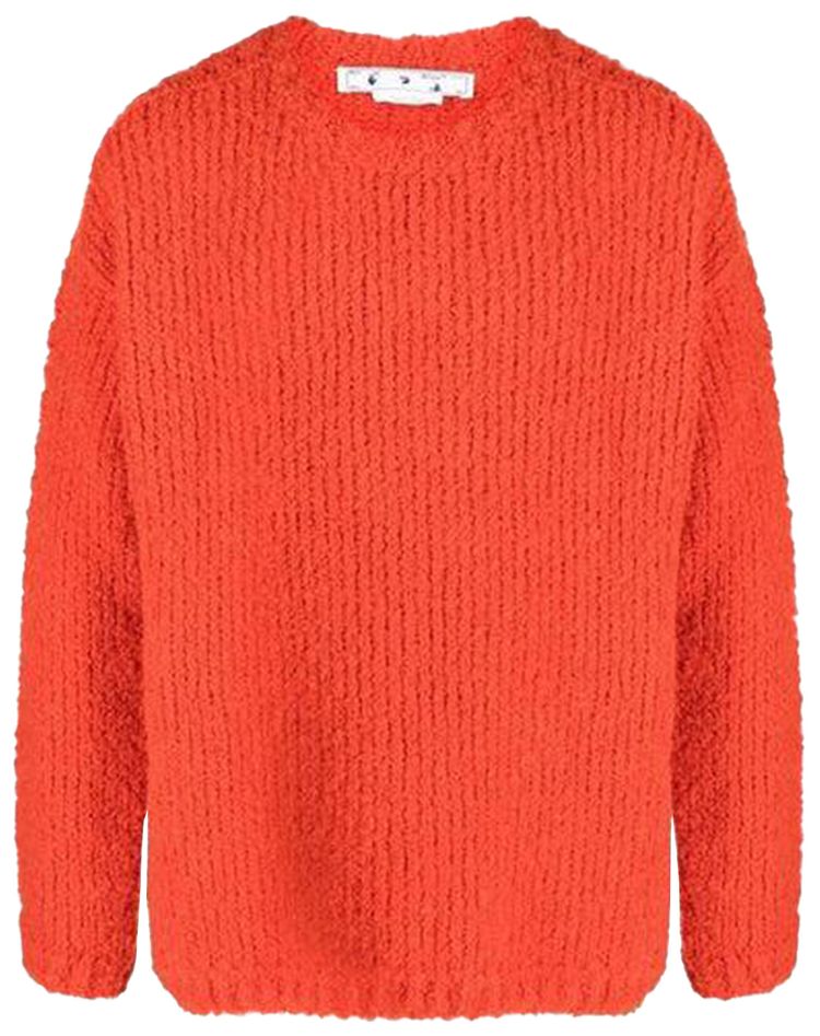 Off White Funky Chunky Knit Sweater Orange