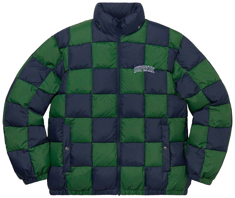 Supreme Checkerboard Puffy Jacket Navy