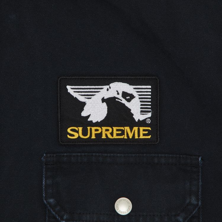 Supreme Patches Hooded Zip Up Shirt Black