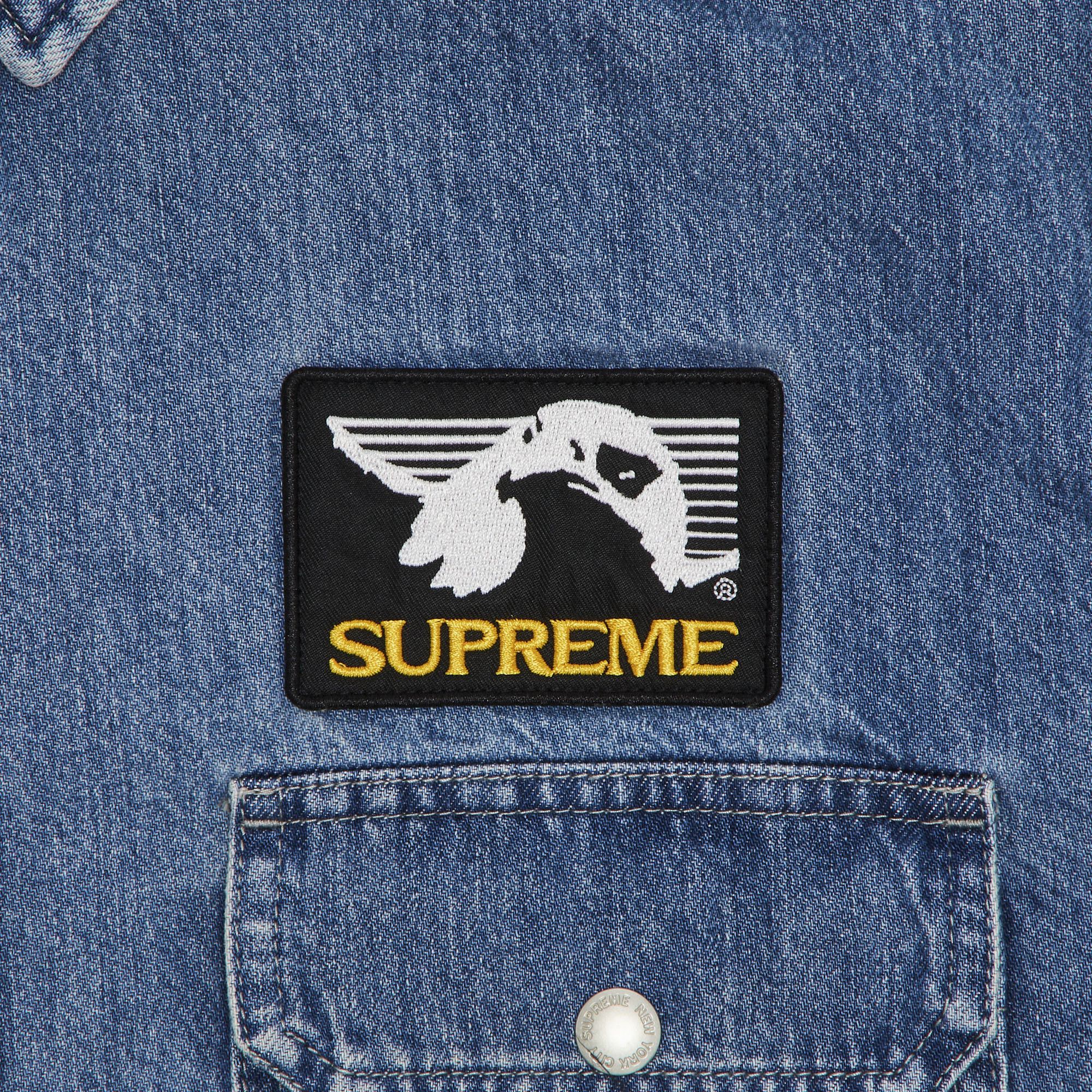 【XL】Patches Hooded Zip Up Shirt Denim Buy Supreme Patches Hooded Zip Up Shirt 'Denim' - SS25S30