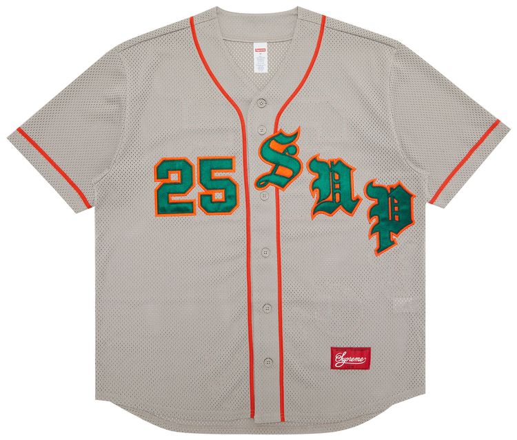 Supreme Old English Baseball Jersey Grey