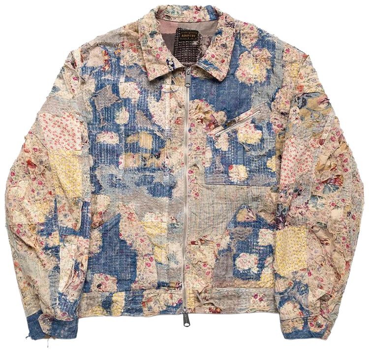 Kapital Champetre Boro Zip Up Blouson Virgin Mary GreyBeige