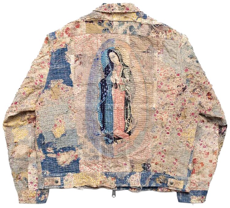 Kapital Champetre Boro Zip Up Blouson Virgin Mary GreyBeige