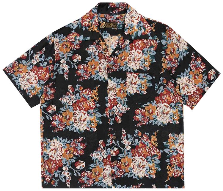 Kapital Silk Rayon Champetre Maria Wrangle Collar Aloha Shirt Black
