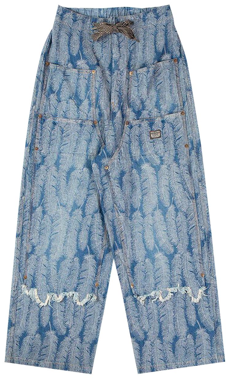 Kapital Magpie Denim With Knee Easy Baggy Pants Light Indigo