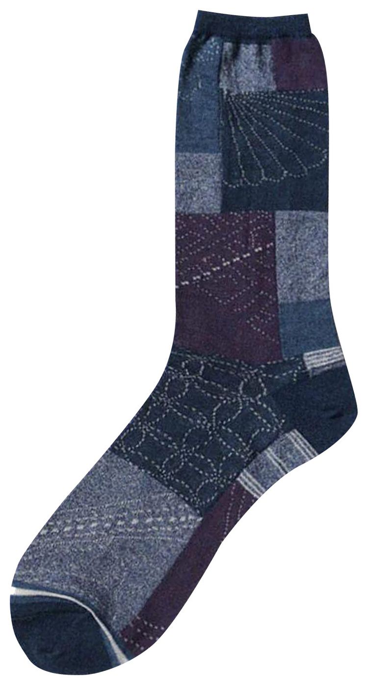 Kapital Furoshiki Patchwork Socks Navy