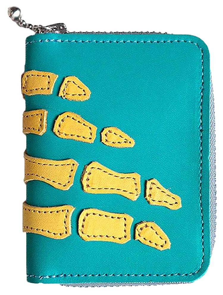 Kapital Thumbs Up Bone Hand Zip Mini Wallet Sax