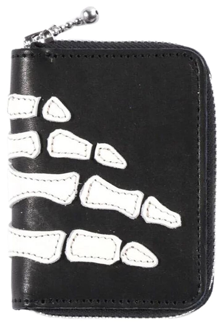 Kapital Thumbs Up Bone Hand Zip Mini Wallet Black