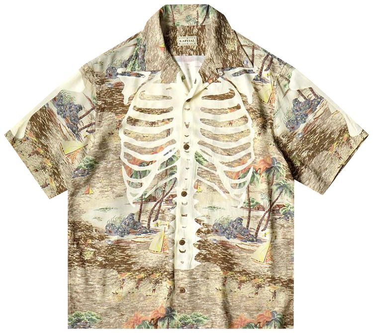 Kapital Rayon Kamekameha Bone Aloha Shirt Brown