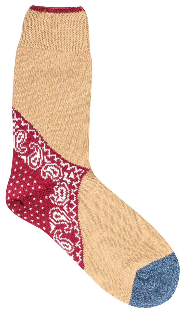 Kapital Heel Paisley Bandana Socks Red