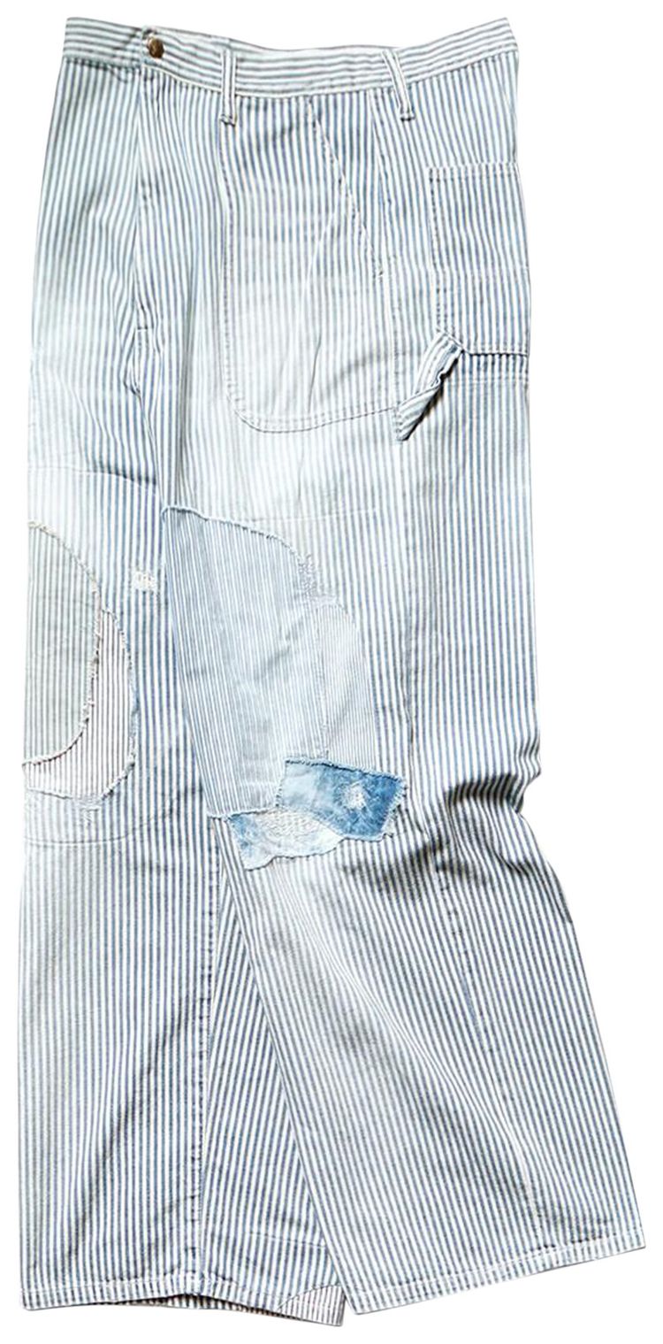 Kapital Hickoree Stripe Painter Port Baggy Pants Champetre Remake Blue