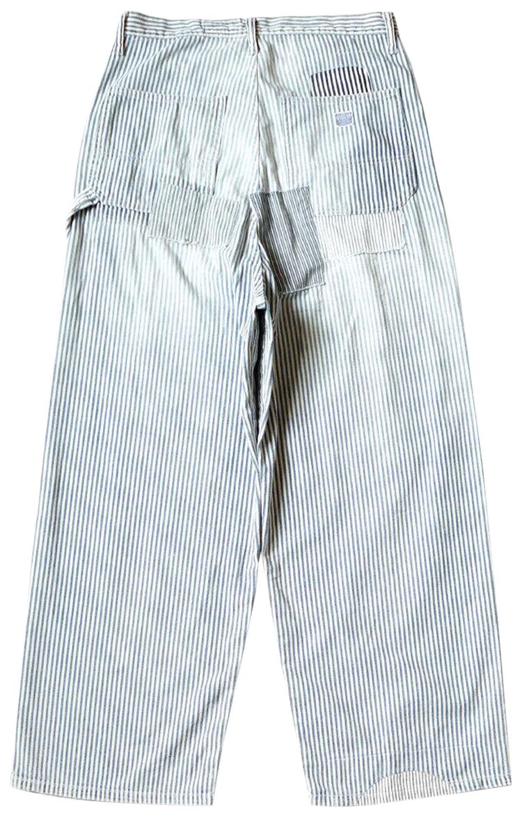 Kapital Hickoree Stripe Painter Port Baggy Pants Champetre Remake Blue