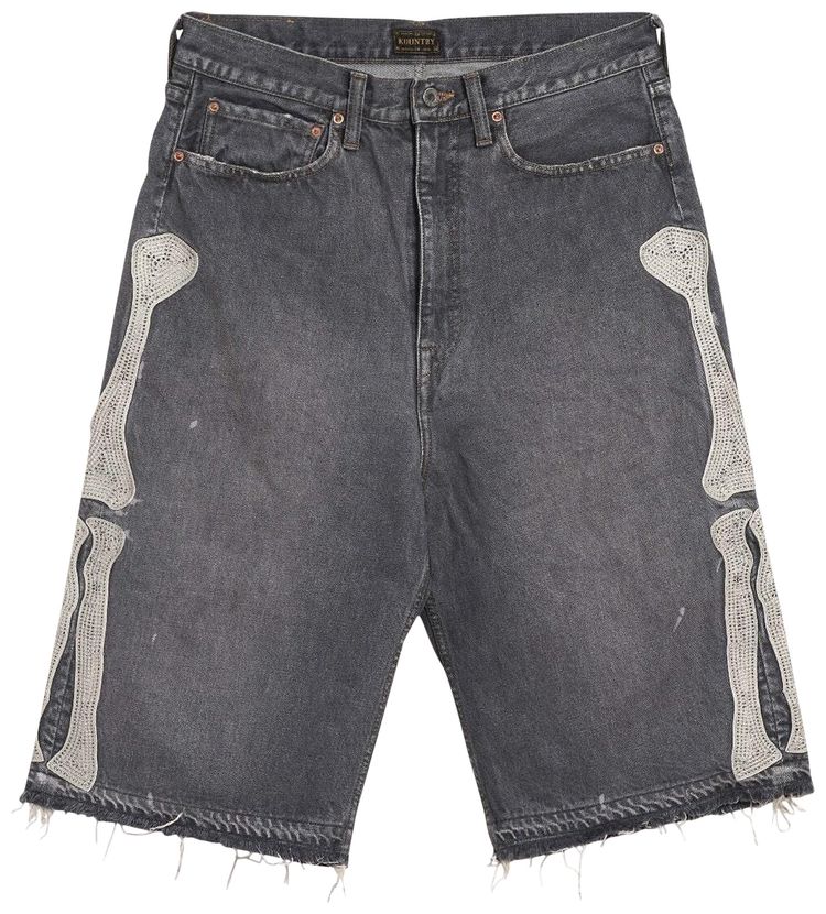 Kapital Denim 5 Pocket Shorts Bone Black