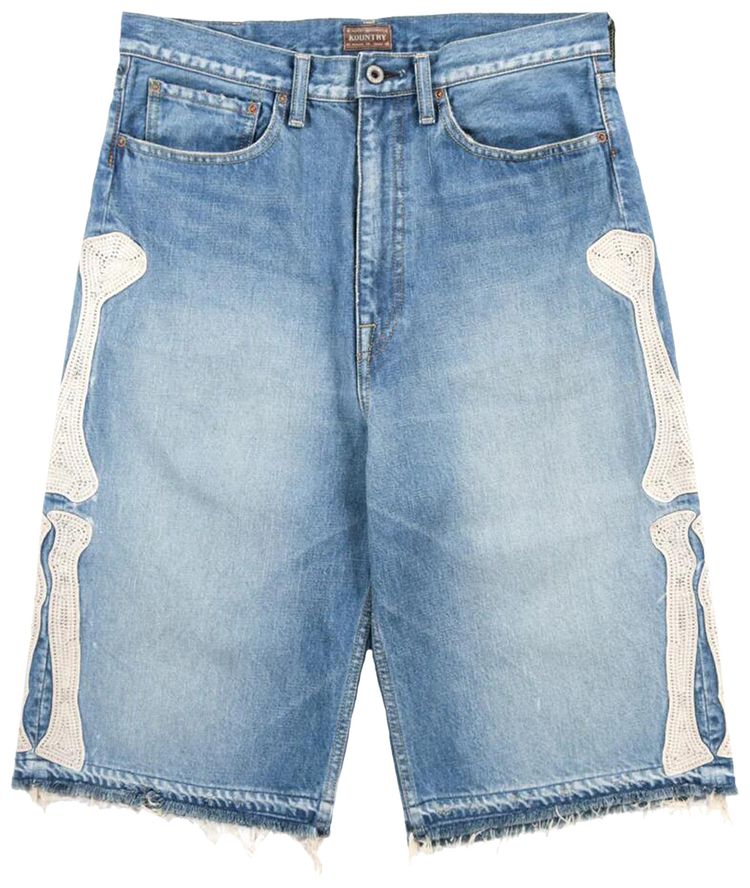 Kapital Denim 5 Pocket Shorts Bone Blue