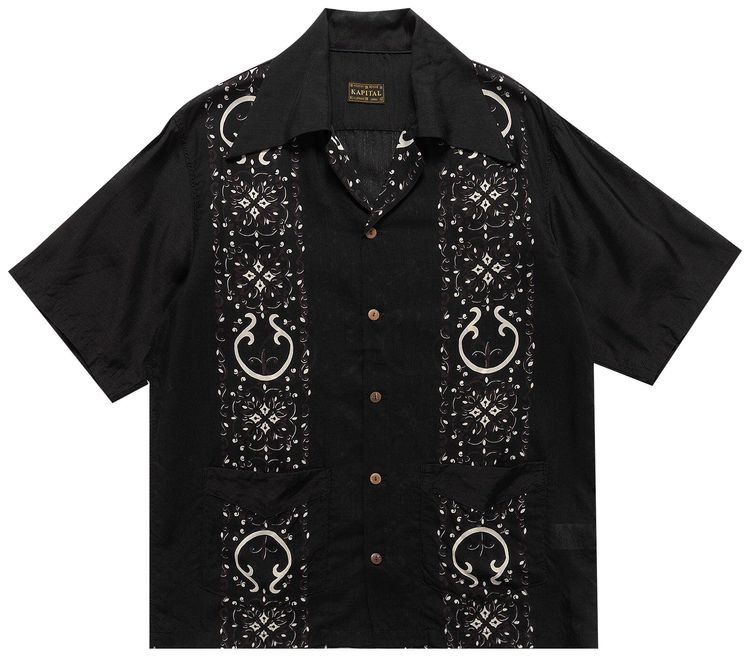 Kapital Silk Rayon Havananaja Drizzle Cuba Shirt Black