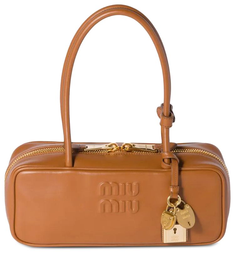Miu Miu Small Leather Beau Bag Cognac