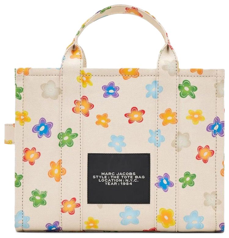 Marc Jacobs Wild Daisy Canvas Medium Tote Bag WhiteMulticolor