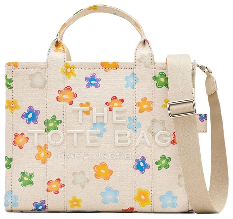 Marc Jacobs Wild Daisy Canvas Medium Tote Bag WhiteMulticolor
