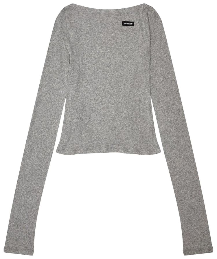Miu Miu Ribbed Jersey Top Grey
