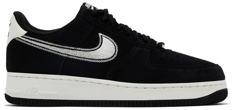 Nike Air Force 1 07 LV8 Embroidered Swoosh Black Sail