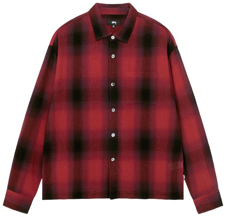 Stussy Loose Weave Plaid Shirt Red