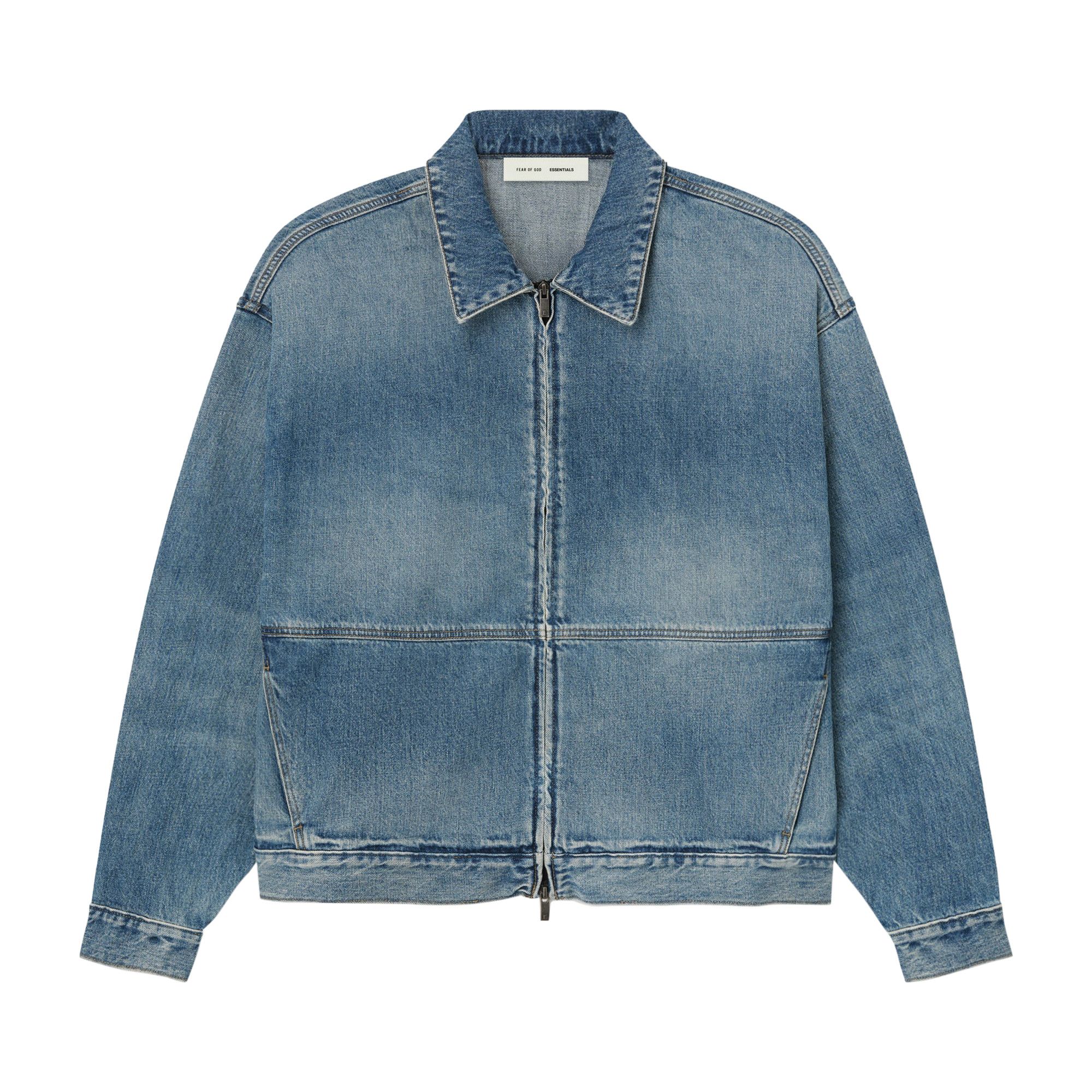 Buy Fear of God Essentials Denim Trucker Jacket 'Classic Blue