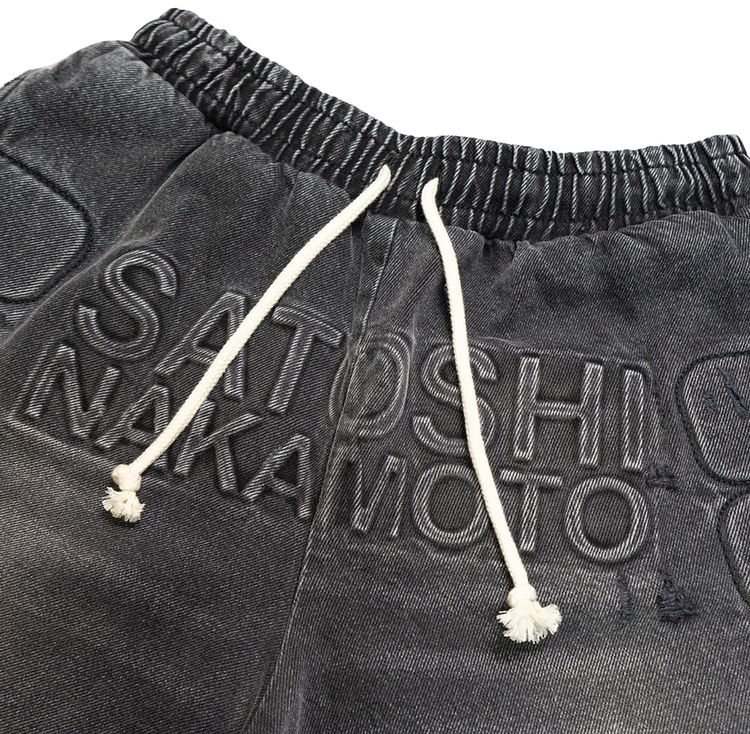 Satoshi Nakamoto Denim Moto Shorts Black Denim